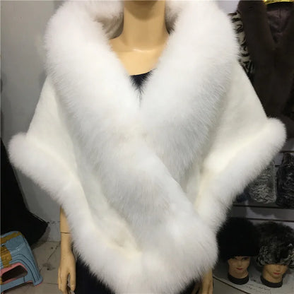 Natural Mink Fur Cape with Real