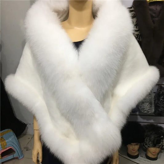 Natural Mink Fur Cape with Real