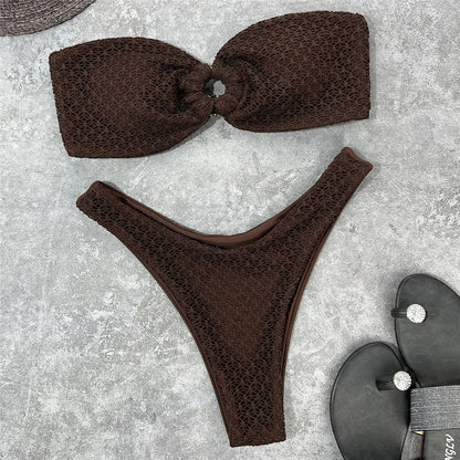 Brown Bandeau Bikinis Sets De Mujer