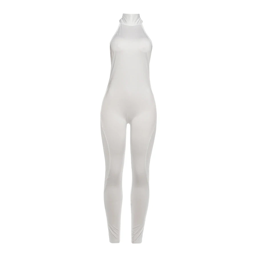 Nibber Hottie Jumpsuits Woman Bandage Halter Turtleneck Sexy Backless Sleeveless Skinny Peach Hip High Street Fashion Overalls