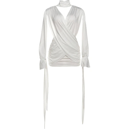 Nibber Waistless Dress Cross High Neck