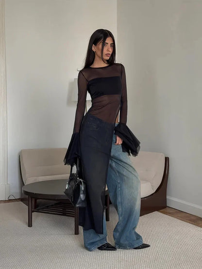 Asymmetrical Flared Sleeve Top
