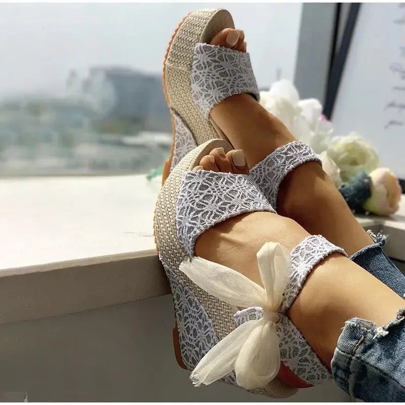 2023women sandals Lace Leisure Wedges Heeled