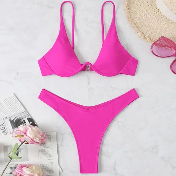 New Underwired High Cut Bikini Push
