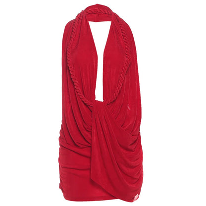 Nibber Backless Dress Twist Bandage Halter
