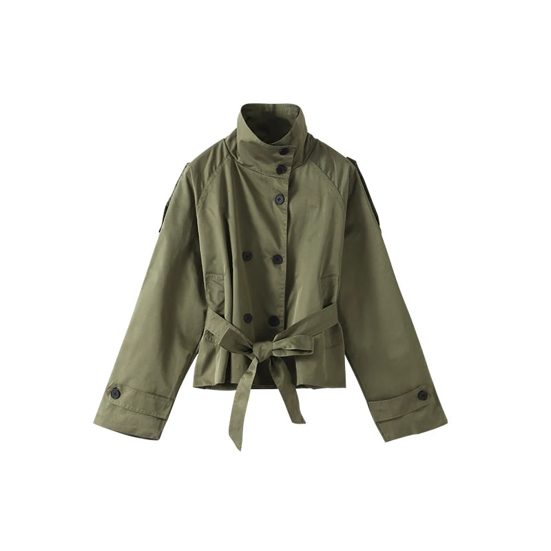 Double-Breasted Belted Trench Jacket