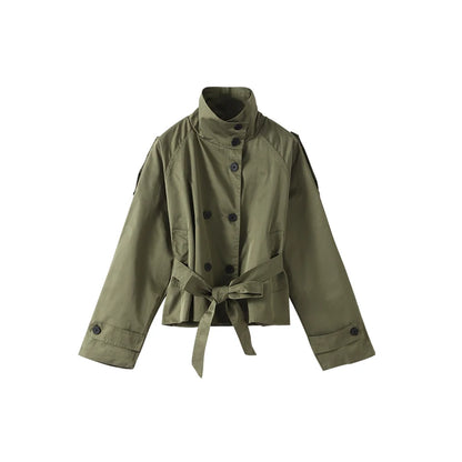 Double-Breasted Belted Trench Jacket