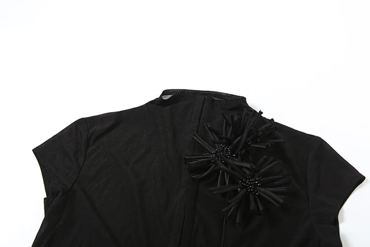 Weird Puss Tassel Applique Crop Tops