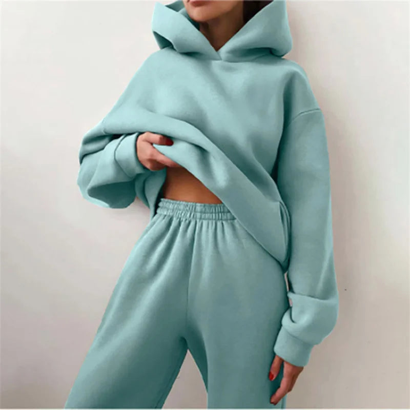 Tracksuit Suit Warm Hoodie Sweatshirts Two