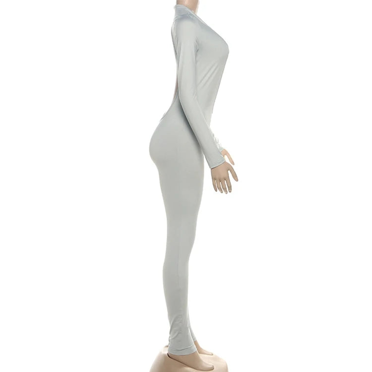 STYLISH LADY Cut Out Jumpsuits 2025 Autumn Women Long Sleeve V Neck Backless Bodycon Sexy Club Party Rompers Jumpsuits