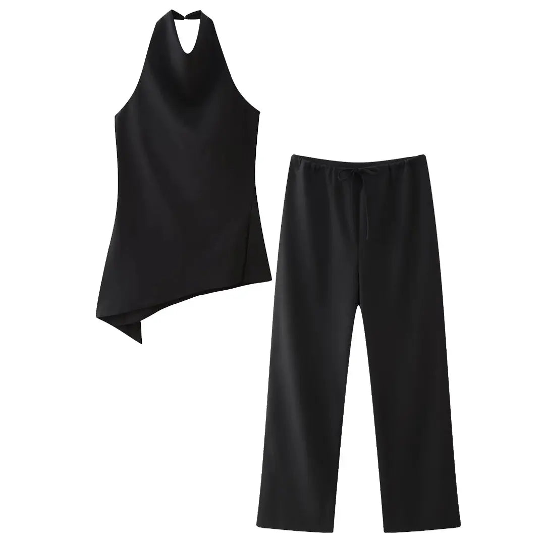 HH Vintage Solid Pant Sets Backless