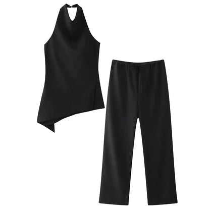 HH Vintage Solid Pant Sets Backless