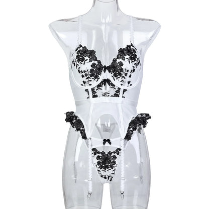 3-Piece Lace Garter Belt Set