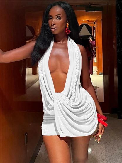 Nibber Backless Dress Twist Bandage Halter