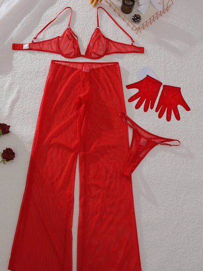 Delicate Transparent Underwire Bra Set