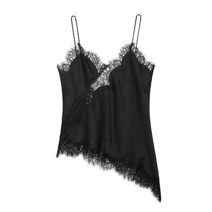 Asymmetrical Lace Backless Slip Top