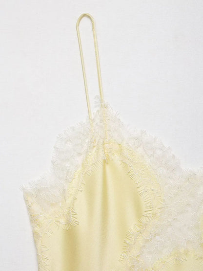 Asymmetrical Lace Backless Slip Top