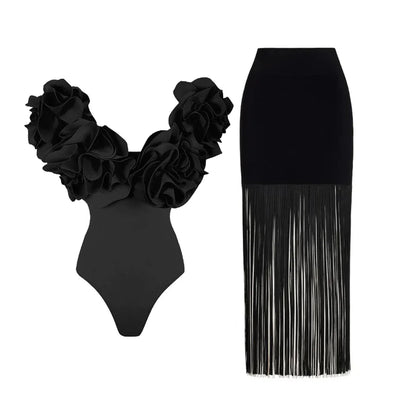 Off-Shoulder Ruffle Push-Up Swimsuit