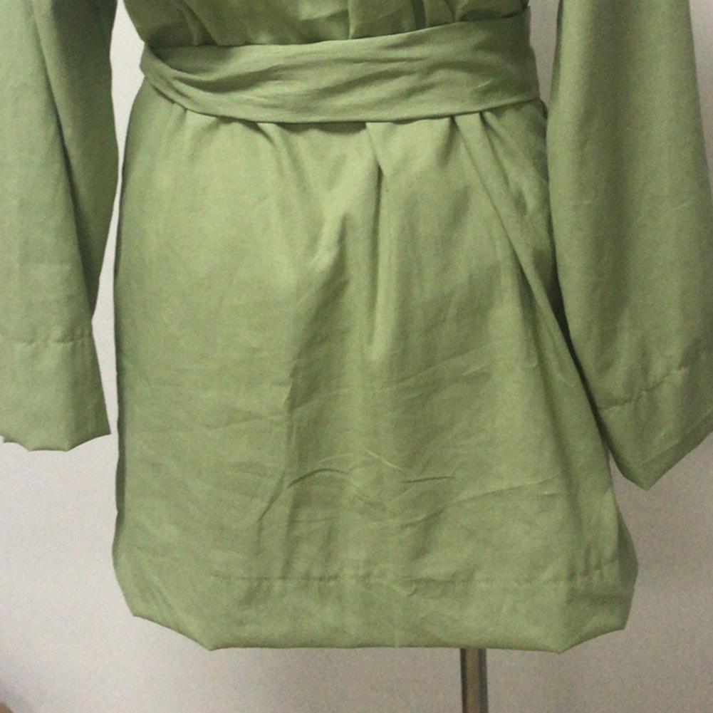 Long Sleeve V Neck Mini Dress Lace Up V Neck Belt Robe Style Short Shirt Dress Comfy Soft Chic Loose Hem Cardigan Dress