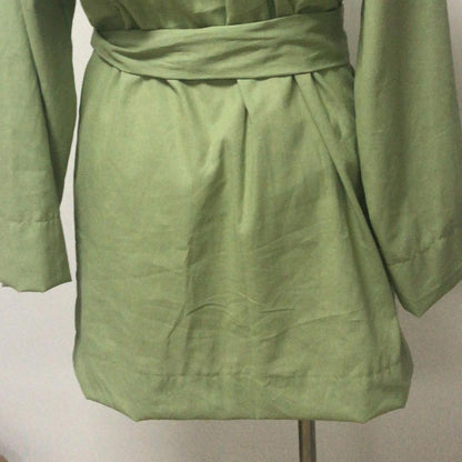 Lace-Up V-Neck Long Sleeve Shirt Dress