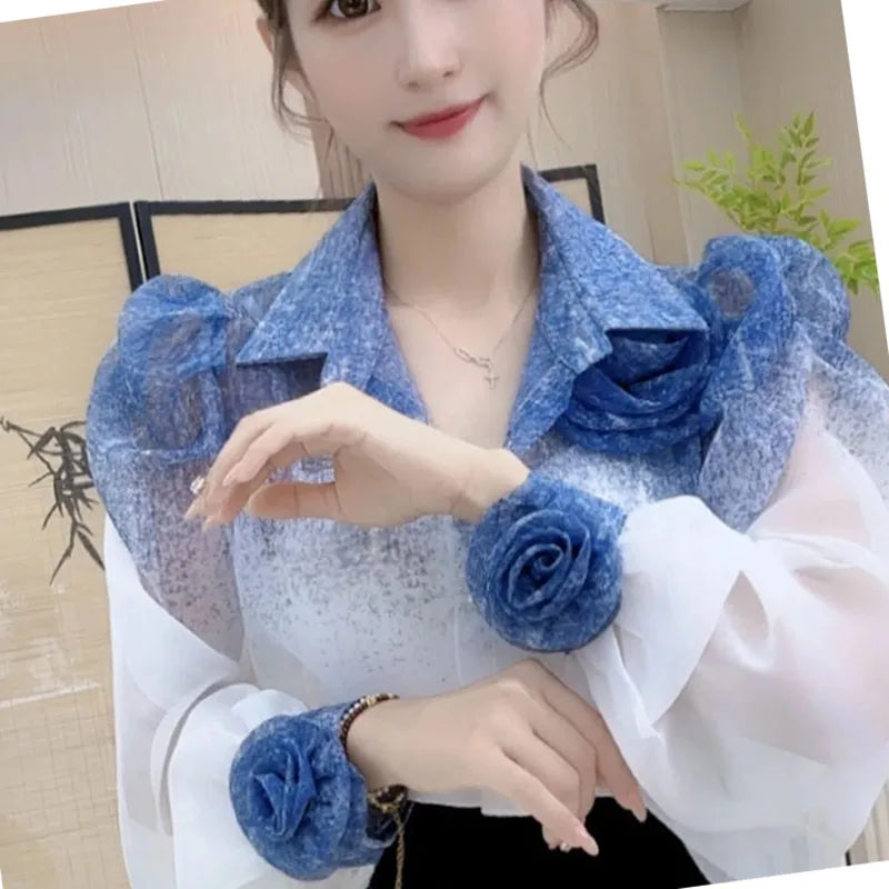 Three-Dimensional Flower Sunscreen Shirt With A