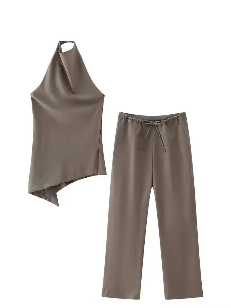 HH Vintage Solid Pant Sets Backless