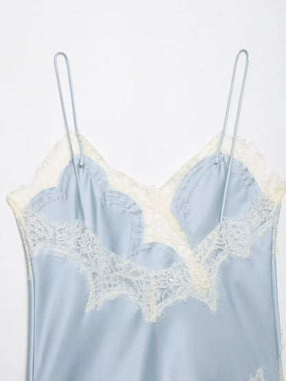 Asymmetrical Lace Backless Slip Top