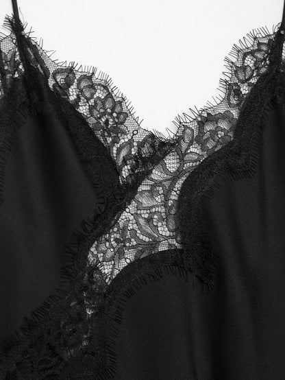 Asymmetrical Lace Backless Slip Top