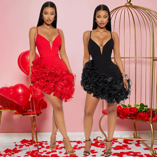 Ruffles Sleeveless Bodycon Mini Pleated Dress