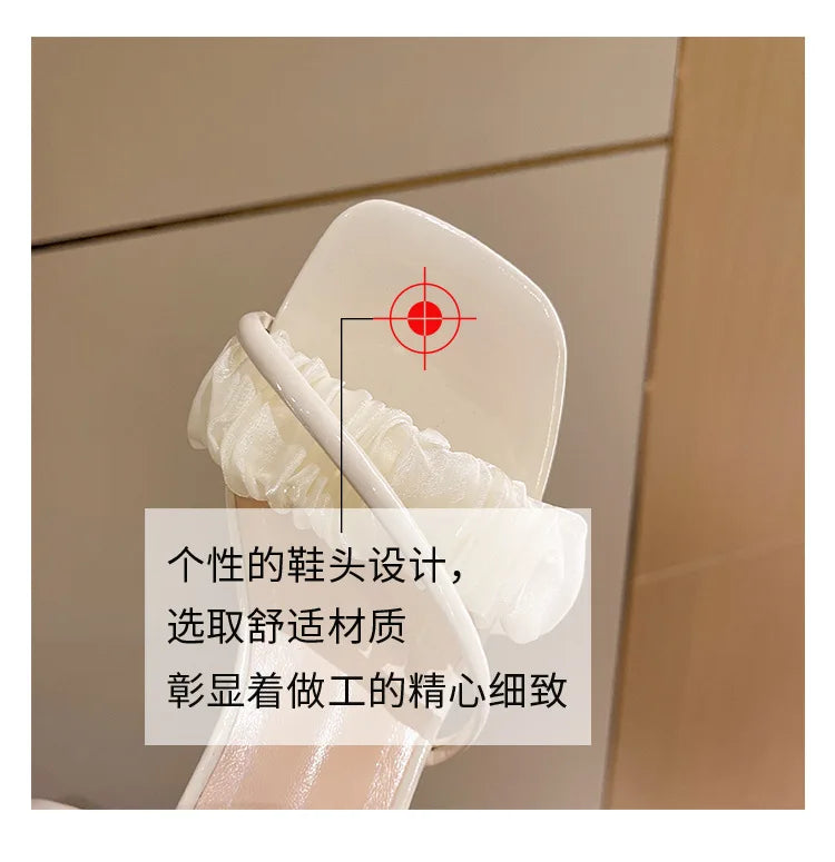 Transparent, Sandals Thick High Heels, with