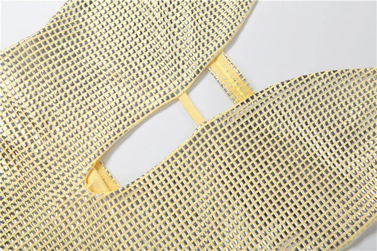 Weird Puss Sequin Patch Dress Women Sexy Deep V-Neck Patchwork Hem Chest Wrapped Stretch Sleeveless Clubwear Birthday Bodycon