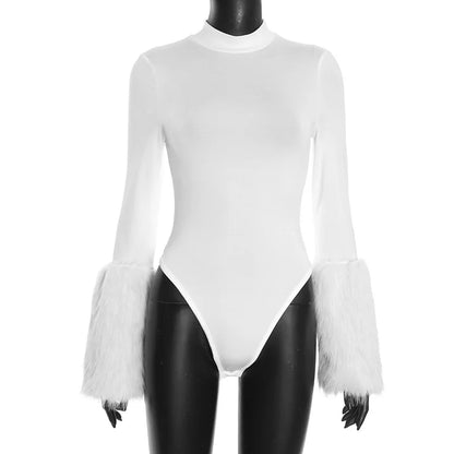 Fur Patchwork Long Sleeve 2-Piece Set