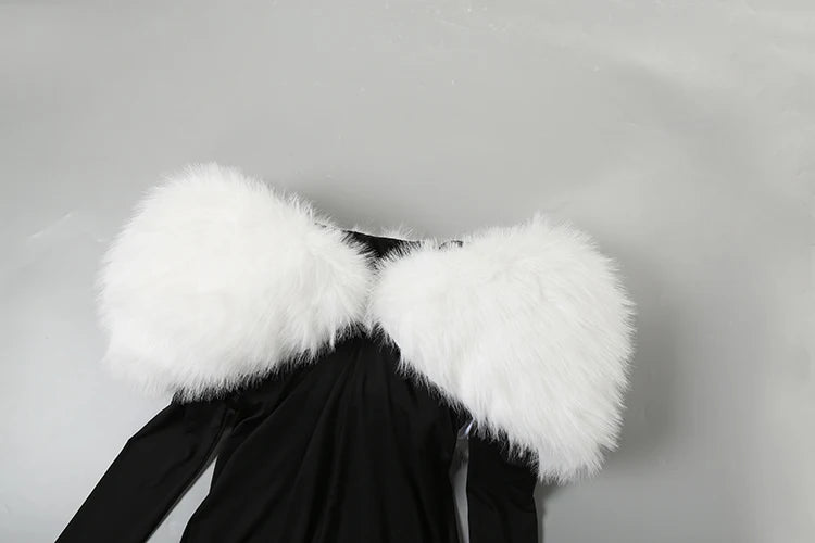 Weird Puss Furry Slash Neck Jumpsuit Woman Sexy Hollow Patchwork Full Sleeve Backless Skinny Hottie Street Autumn New Overalls