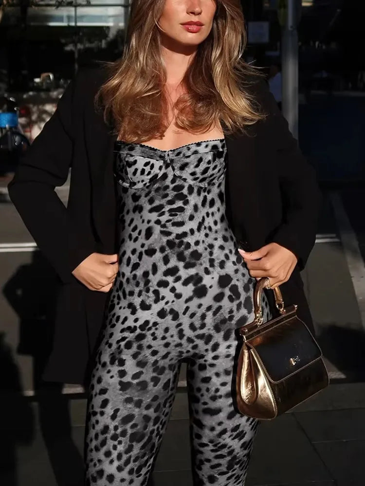 Weird Puss Sexy Jumpsuit Women Sleeveless 2025 Sexy Trend Leopard Print Sleeveless Street Fit Stretch Activity Workout Overalls