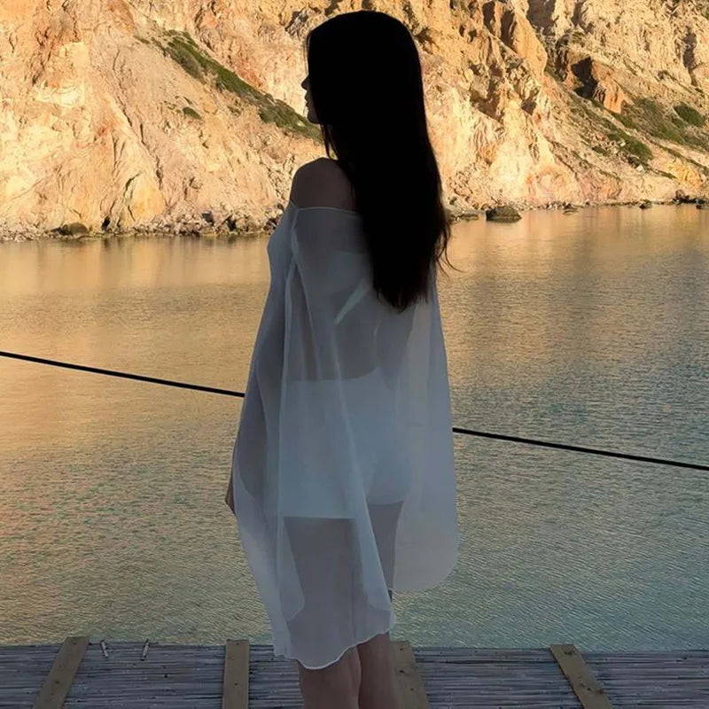 See-Through Chiffon Cover-Up Blouse