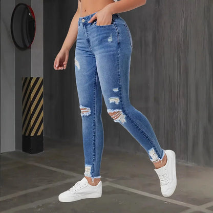 High-Waisted Ripped Skinny Jeans