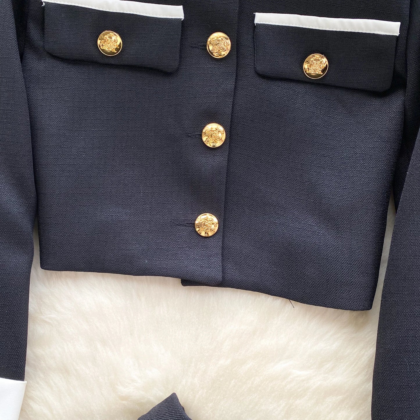 KUSAHIKI 2024 Spring Women's Color Block Short Cardigan Coat + High Waisted Pleated Half Skirt Two Piece Set