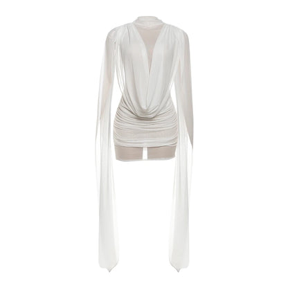 See-Through Patchwork Bodycon Mini Dress