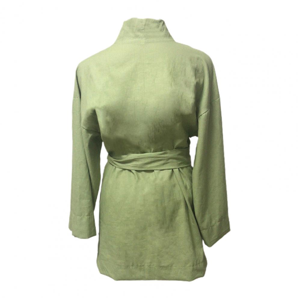 Long Sleeve V Neck Mini Dress Lace Up V Neck Belt Robe Style Short Shirt Dress Comfy Soft Chic Loose Hem Cardigan Dress