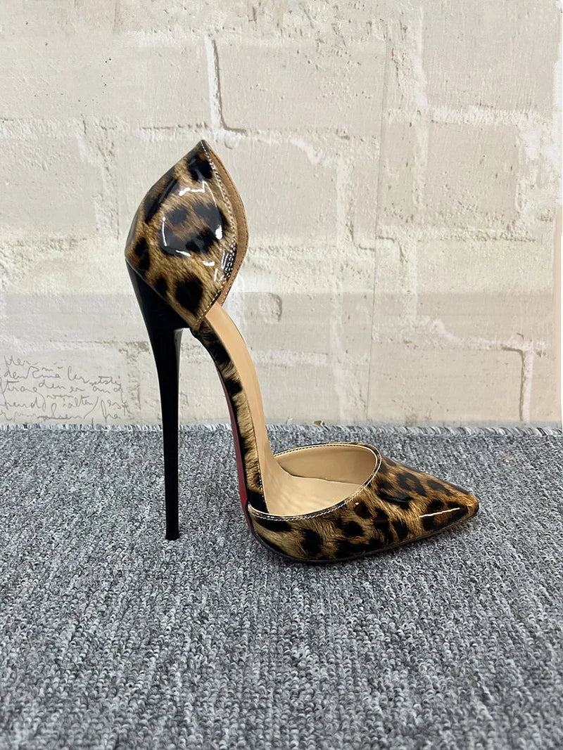 CACA 16/14cm Leopard Patent Leather Pumps,Fetish