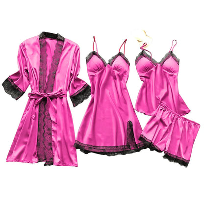 Silk Robe and Lace Nightdress Set
