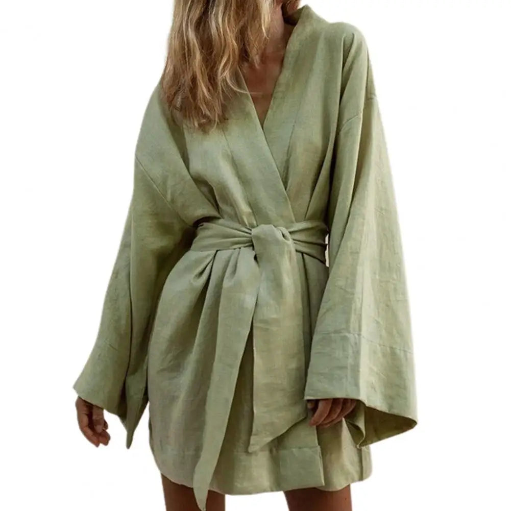 Long Sleeve V Neck Mini Dress