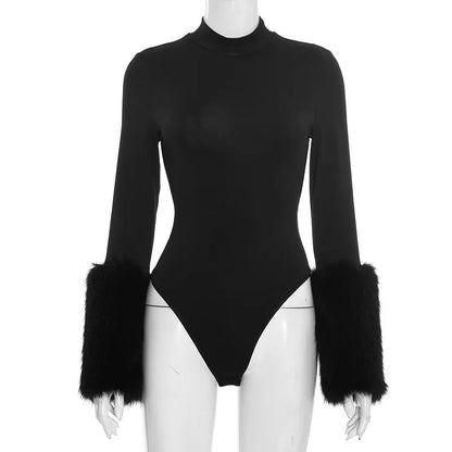 Fur Patchwork Long Sleeve 2-Piece Set