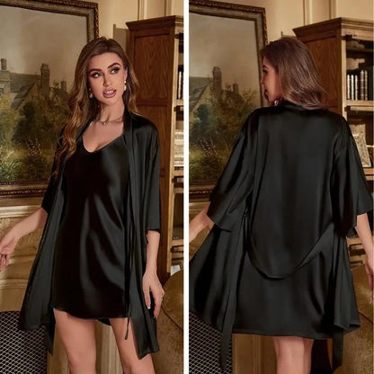 Robe Suit Rayon Bathrobe Gown Sleep