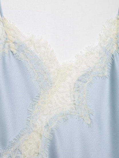 Asymmetrical Lace Backless Slip Top