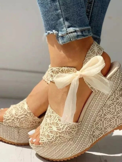 2023women sandals Lace Leisure Wedges Heeled