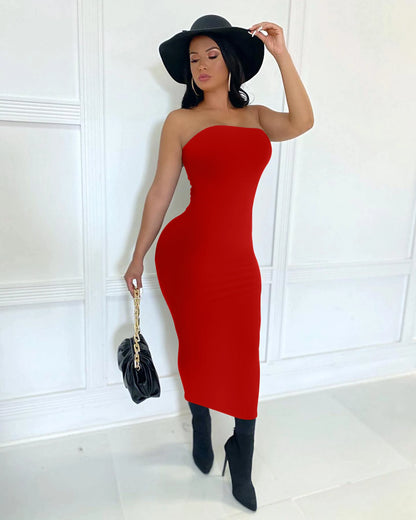 Strapless Knit Beach Maxi Dress