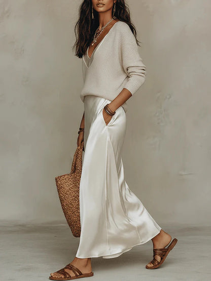 Elegant V-Neck 2-Piece Maxi Dress Set