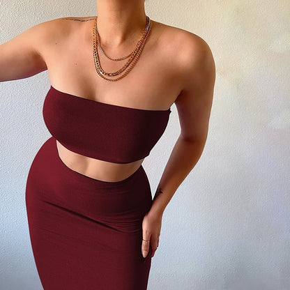 Strapless Tube Top & Maxi Skirt Set