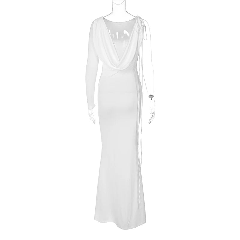Dulzura One-Shoulder Long Sleeve Swinging Collar